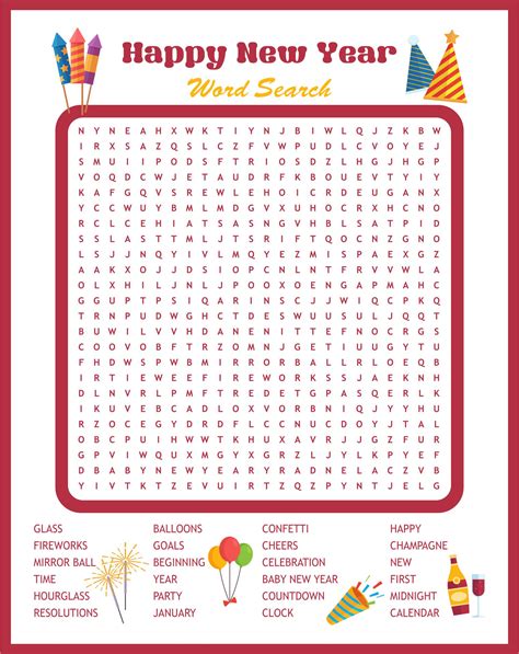 Free Printable New Years Word Search